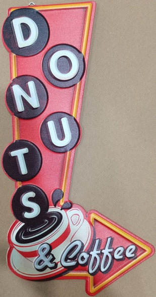 Donuts & Coffee Embossed Metal Sign