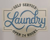 Laundry Self Service, Open 24 Hours Embossed Metal Sign