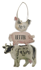 Life Is Better on the Farm Embossed Metal Sign