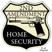 2nd Amendment Home Security Embossed Metal Sign