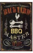 Backyard BBQ Master On Duty Metal Sign