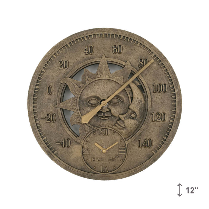 EZREAD® 12" Sun & Moon Thermometer/Clock