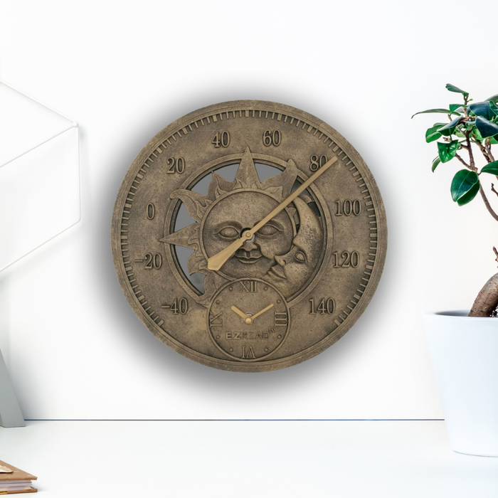 EZREAD® 12" Sun & Moon Thermometer/Clock