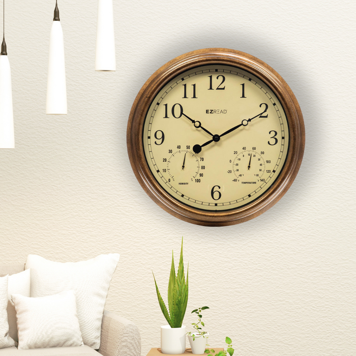 EZREAD® 15" 3-in-1 Patina Clock/Thermometer/Hygrometer